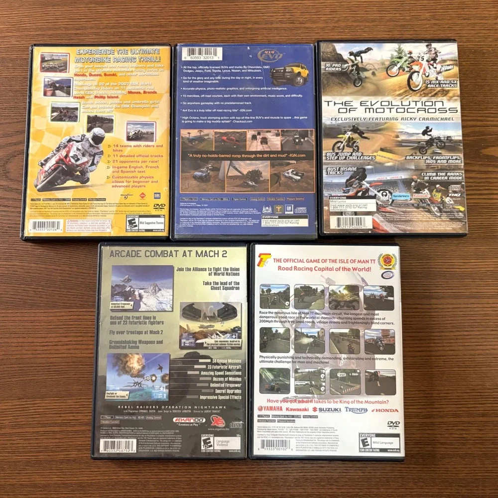 Sony PlayStation 2 Video Game Lot 5 Games Good Racing Flight Combat Bundle PS2
